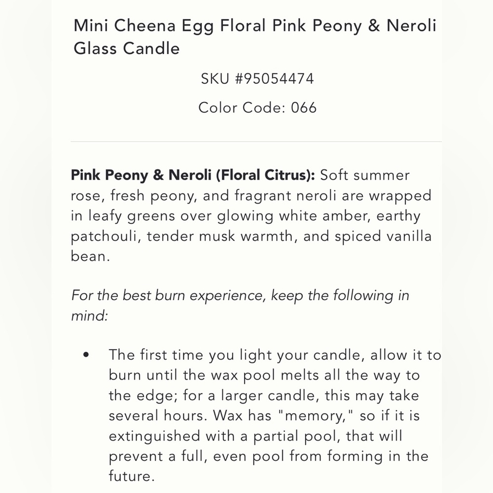 Anthropologie NIB Mini Cheena Egg Floral Pink Peony & Neroli Glass Candle - Picture 14 of 16